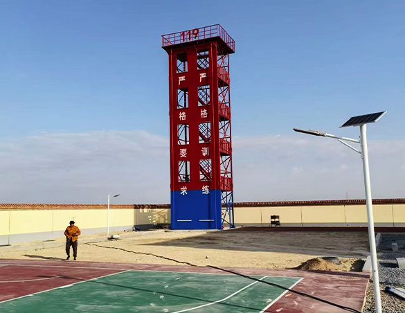 The fire training tower has been installed