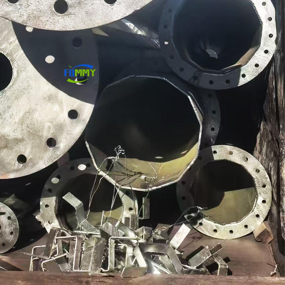 Single-tube lightning towers and power structures are ready for shipment Single-tube lightning towers and power structures are ready for shipment